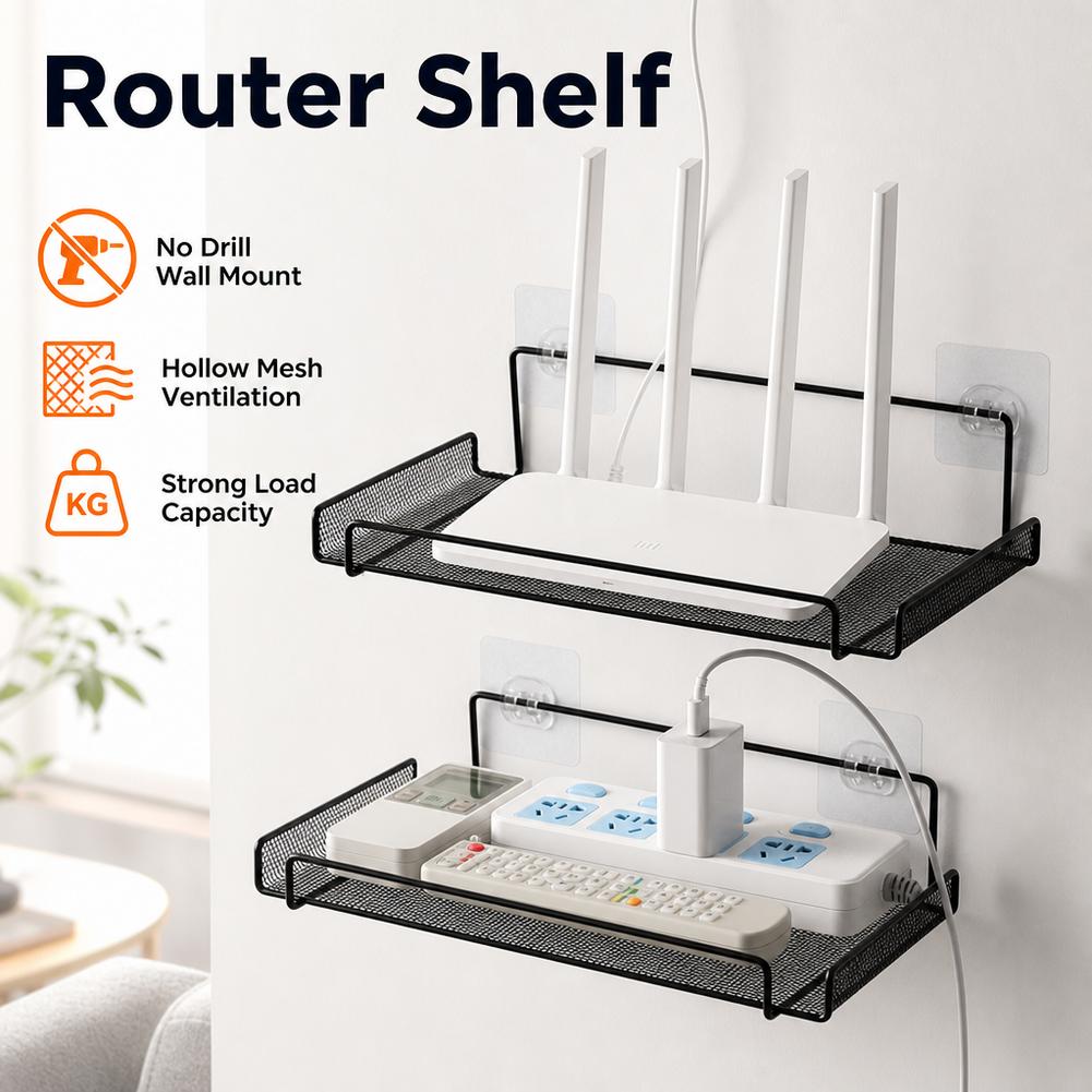Home Bathroom Organizer - Półka na router ze stali nierdzewnej